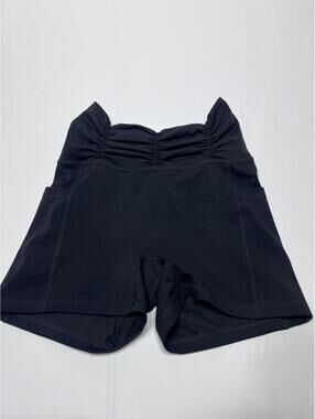 BLOGILATES Black High Waist Athletic Shorts with Ruched Waistband Size M